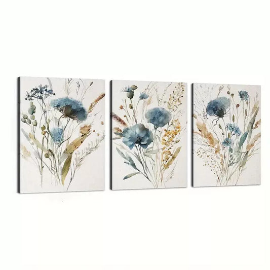 3pcs Minimalist Botanical Country Decor Wall Art Set Canvas Framed 50x70cm - High Quality Print 100% Australian Made Wall Canvas Ready to Hang