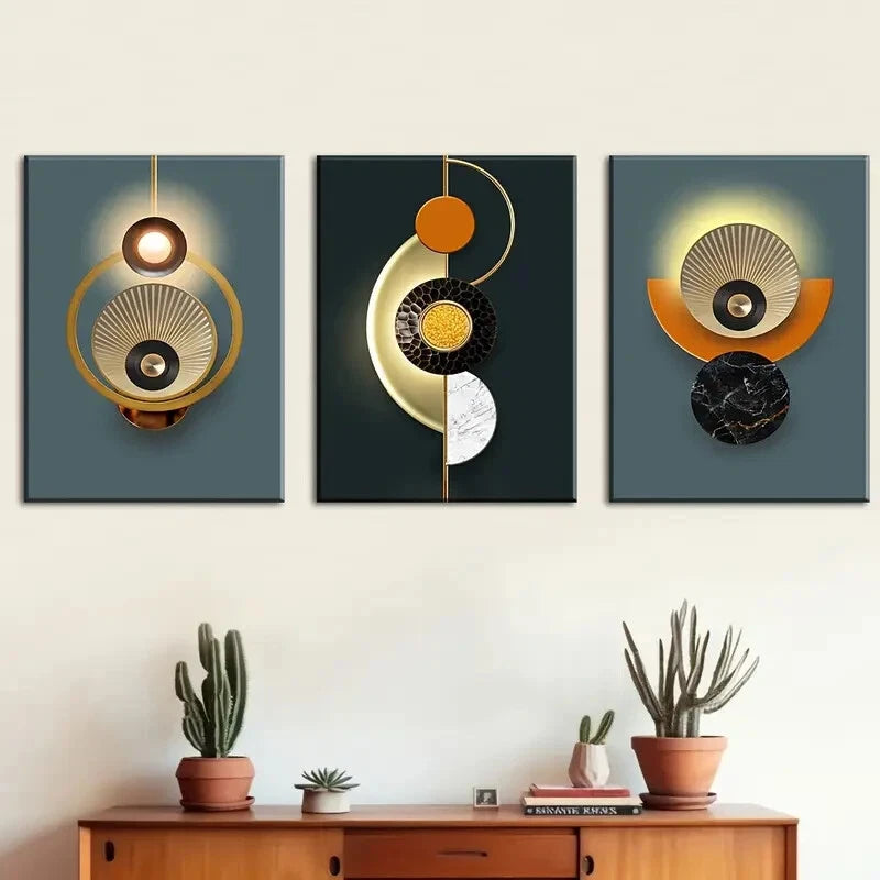 3pcs Modern Fashion Graphics Geometry Perfect Wall Art Set Canvas Framed 40x60cm - High Quality Print 100% Australian Made Wall Canvas Ready to Hang - Bella Home Decor
