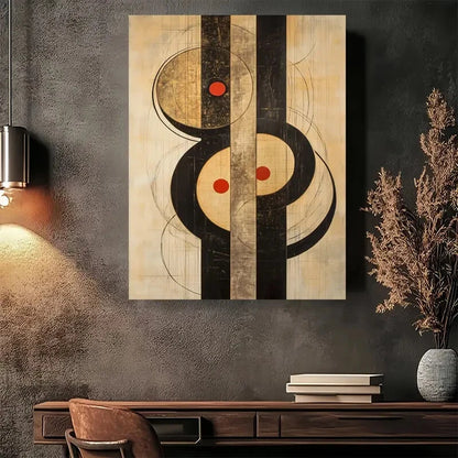 Beautiful Modern Vintage Abstract Geometric Painting 40x60cm Metal Print Ready to Hang - Bella Home Decor