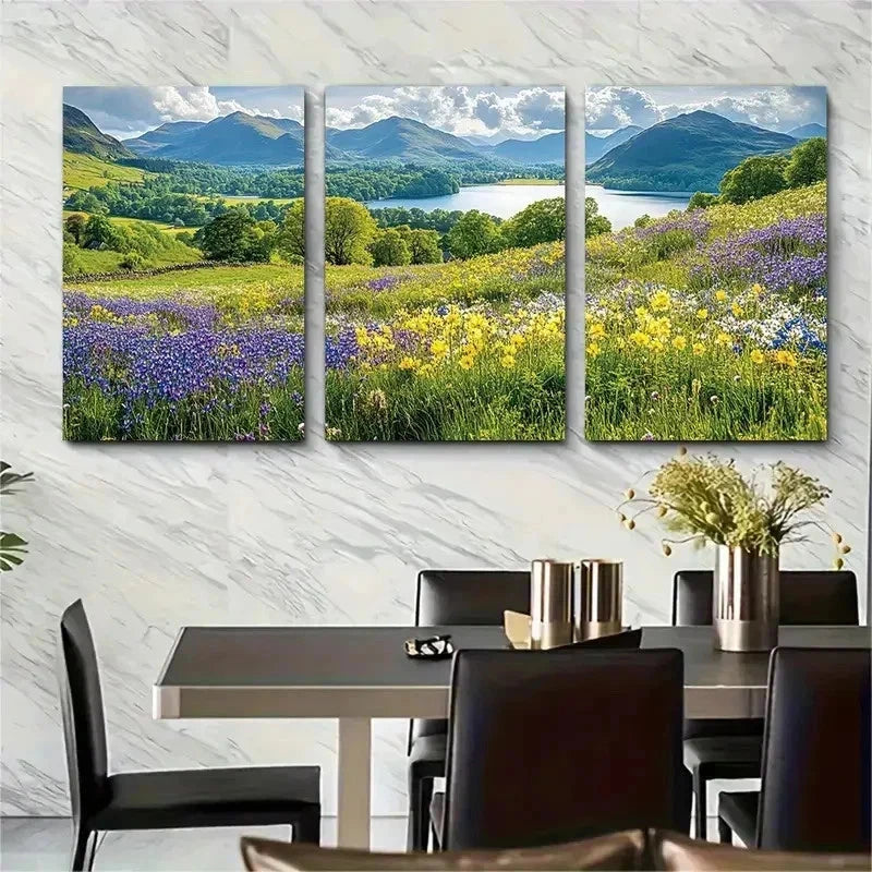 3pcs Botanical Decor Floral Cumbria Perfect Wall Art Set Canvas Framed 50x70cm - High Quality Print 100% Australian Made Wall Canvas Ready to Hang - Bella Home Decor