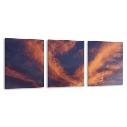3pcs Sunset Sky in Orange Pink Purple Blue Hues  Wall Art Set Canvas Framed 40x60cm - High Quality Print 100% Australian Made Wall Canvas Ready to Hang - Bella Home Decor