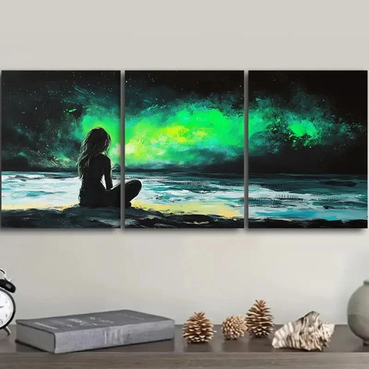3pcs See the aurora Art Painting Metal Print Ready to Hang Art