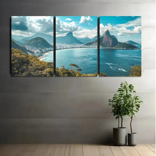 3pcs Rio de Janeiro Brazil RJ Wall Art Canvas Framed 40x60cm - High Quality Print 100% Australian Made Wall Canvas Ready to Hang