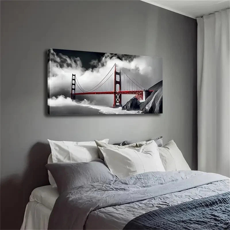 Iconic Golden Gate Bridge Wall Art Canvas Office Home Room Framed 120x60cm - Bella Home Decor