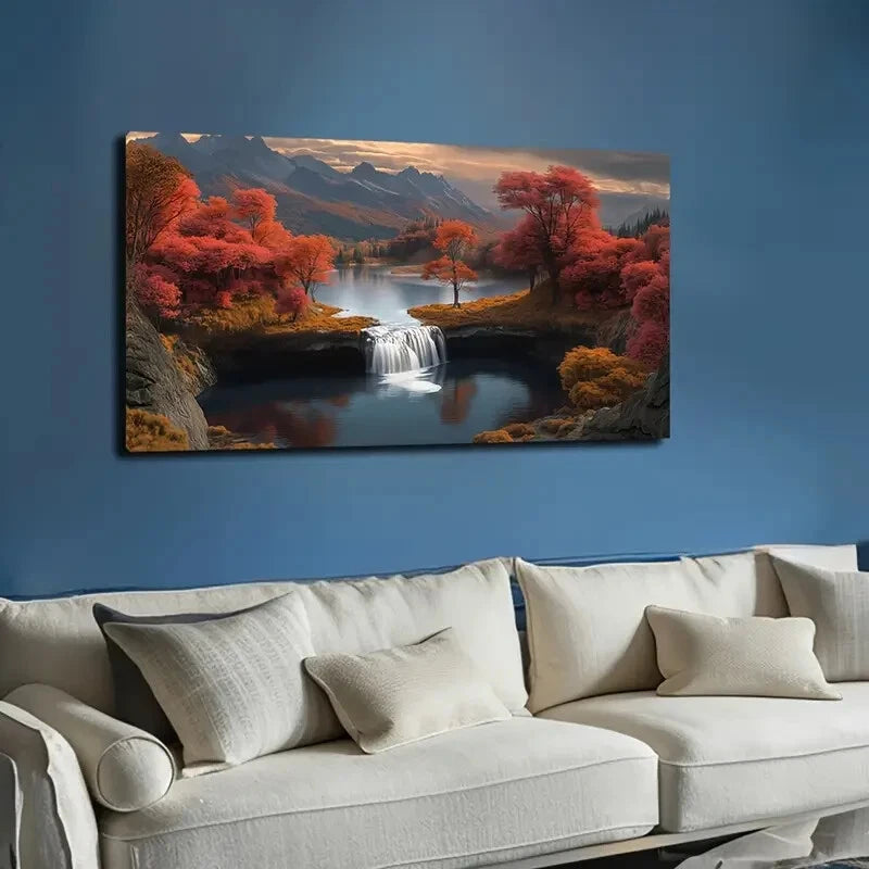 Majestic Mountain & Autumn Wall Art canvas office home room framed 120x60cm - Bella Home Decor