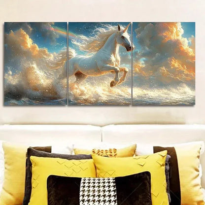 3pcs Rainbow Unicorn Sky Clouds Nature Wall Art Set Canvas Unframed - High Quality Print 100% Australian Made Wall Canvas