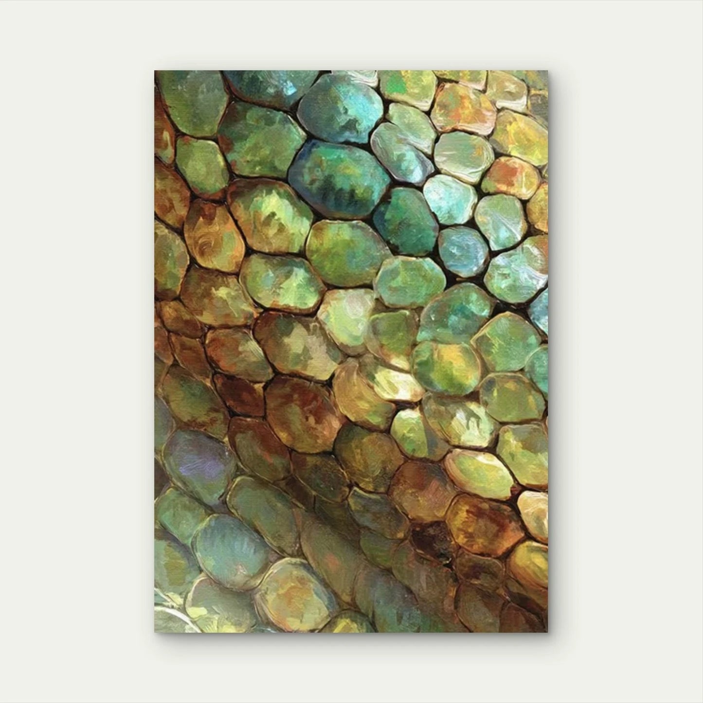 Reptile Scales Art with Iridescent Greens & Browns Metal Print Ready to Hang
