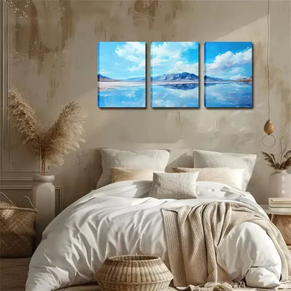 3pcs Lake At The Foot Of The Mountain Wall Art Canvas Unframed - High Quality Print 100% Australian Made Wall Canvas