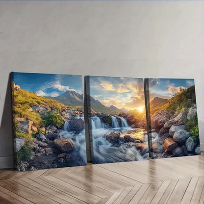 3pcs Scottish Highlands Sunset Landscape Wall Art Set Wall Art Canvas Unframed – High Quality Print 100% Australian Made Wall Canvas