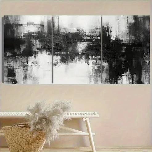 3pcs Monochrome Abstract Painting Wall Art Canvas Unframed - High Quality Print 100% Australian Made Wall Canvas - Bella Home Decor