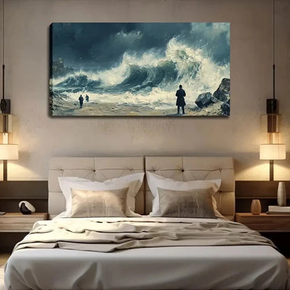 Dramatic Stormy Seascape Waves Wall Art Canvas Office Home Room Framed 120x60cm - Bella Home Decor