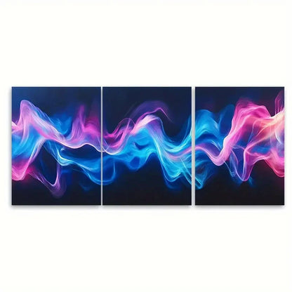 3pcs Abstract Sound Waves in Gradients Design Wall Art Set Canvas Framed 50x70cm - High Quality Print 100% Australian Made Wall Canvas Ready to Hang - Bella Home Decor