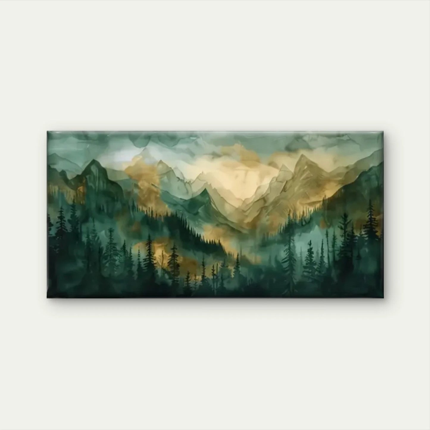 Mountains Trees Forest Wall Art Canvas Office Home Room Framed 120x60cm