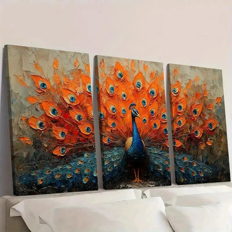 3pcs Abstract Animal Bird Texture Painting P   Wall Art Set Canvas Framed 40x60cm - High Quality Print 100% Australian Made Wall Canvas Ready to Hang - Bella Home Decor