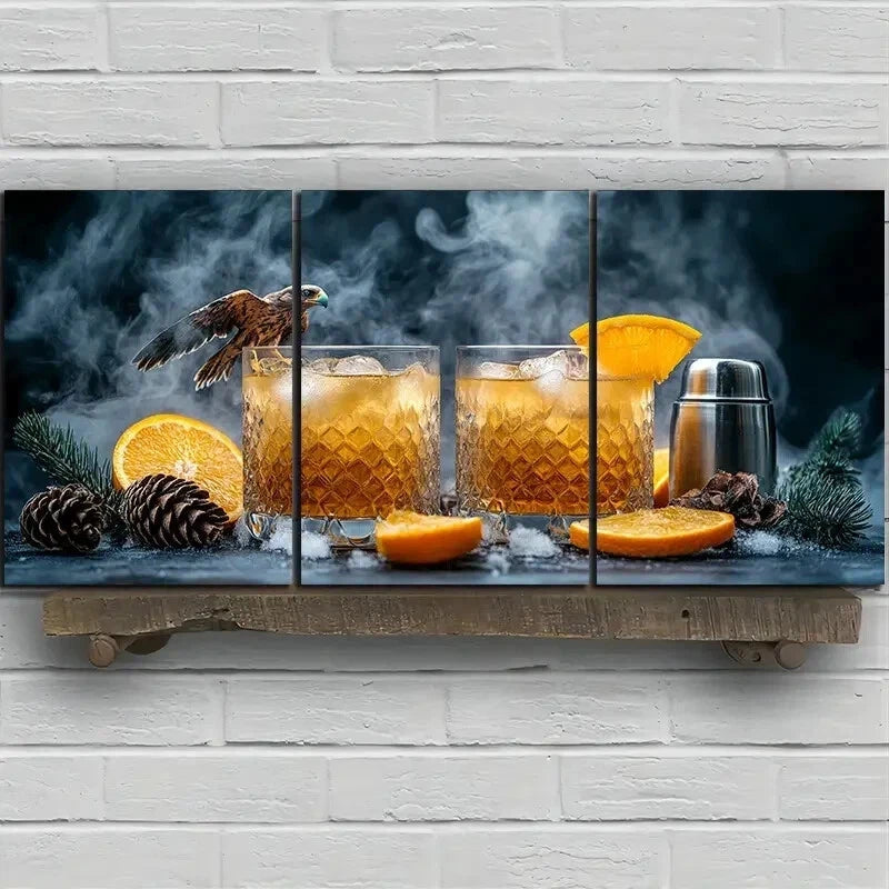 3pcs Pinecone and Orange Juice Wall Art Set Canvas Framed 40x60cm – High Quality Print 100% Australian Made Wall Canvas Ready to Hang - Bella Home Decor