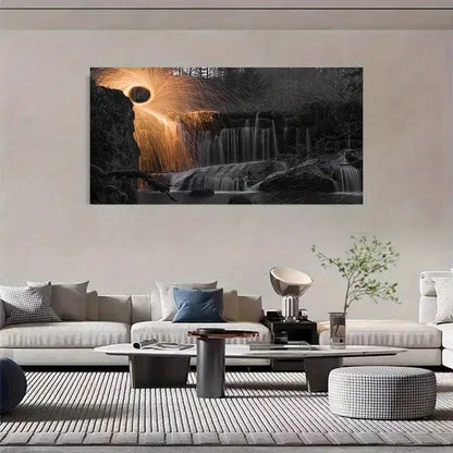 Water Painting On Black Wall Art Canvas Office Home Room Framed 120x60cm