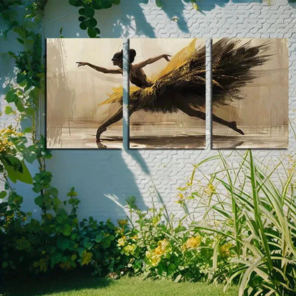 3pcs Vibrant Ballet Dancer Illustration Metal Print Ready to Hang Art - Bella Home Decor