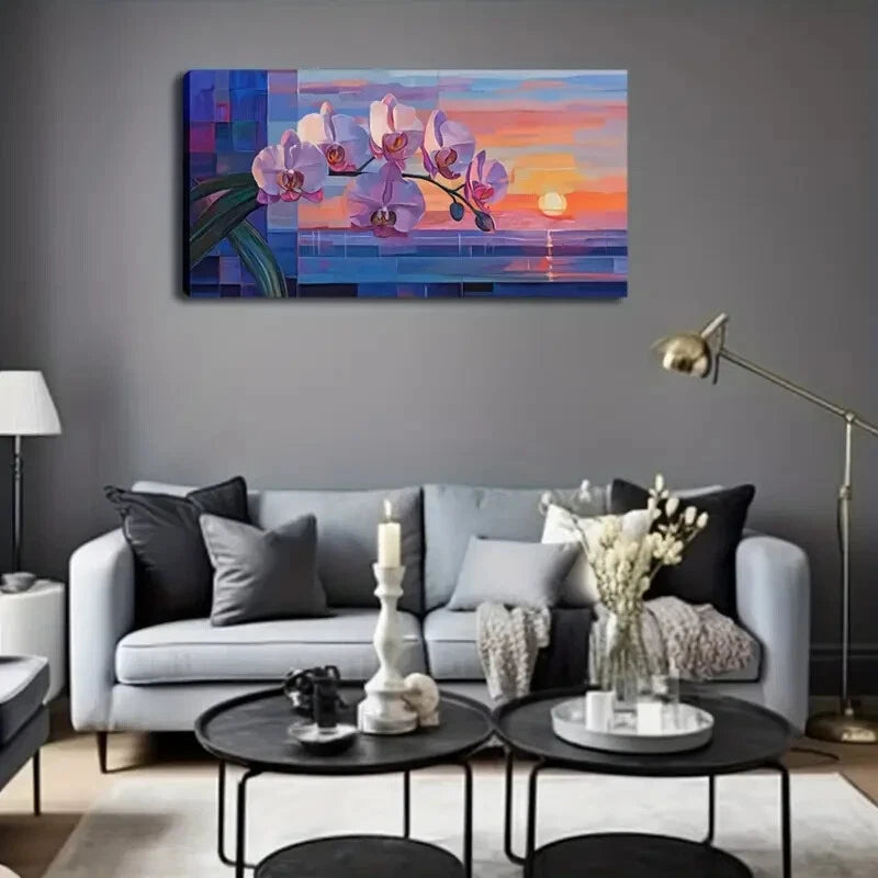 Vibrant Sunset Hues Orchid Wall Art Canvas Office Home Room Framed 120x60cm - Bella Home Decor