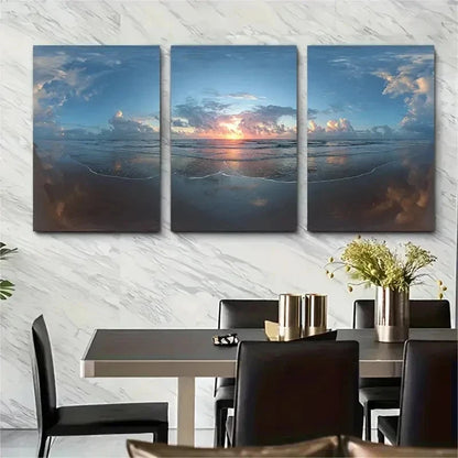 3pcs Multiple Cloud Reflections Nature Perfect Wall Art Set Canvas Framed 50x70cm - High Quality Print 100% Australian Made Wall Canvas Ready to Hang