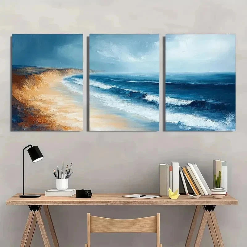 3pcs Ocean Landscape Beach Décor Perfect Wall Art Set Canvas Framed 60x90cm - High Quality Print 100% Australian Made Wall Canvas Ready to Hang