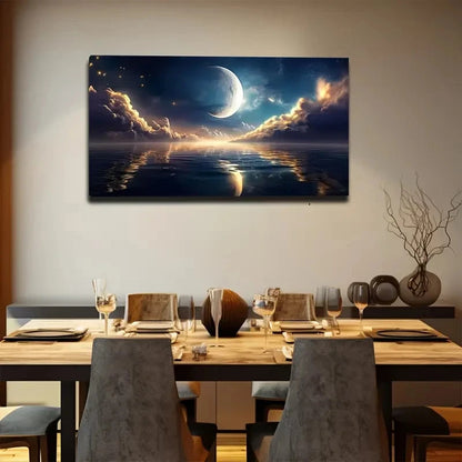 Cosmic Landscape With Ocean Wall Art canvas office home room framed 120x60cm