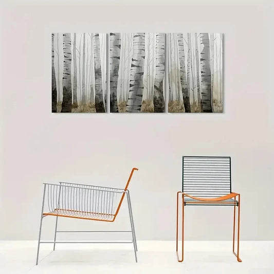 3pcs Modern Abstract Birch Tree Wall Art Set Canvas Framed 60x90cm - High Quality Print 100% Australian Made Wall Canvas Ready to Hang