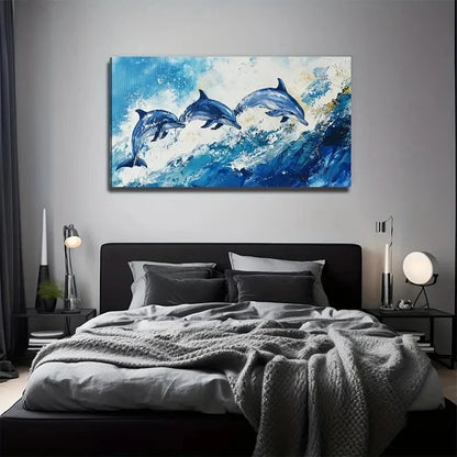 Smart Dolphin Modern Bohemian Wall Art Canvas Office Home Room Framed 120x60cm