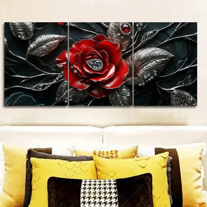 3pcs Jewel rose Wall Art Canvas Unframed - High Quality Print 100% Australian Made Wall Canvas