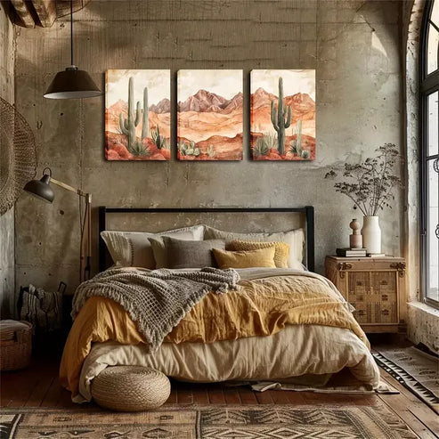 3pcs Relaxing, Desert Cactus Wall Art Canvas Unframed - High Quality Print 100% Australian Made Wall Canvas