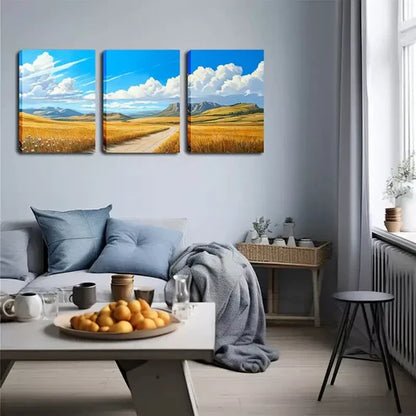3pcs Prairie And Sky, Fine Wall Art Canvas Unframed - High Quality Print 100% Australian Made Wall Canvas