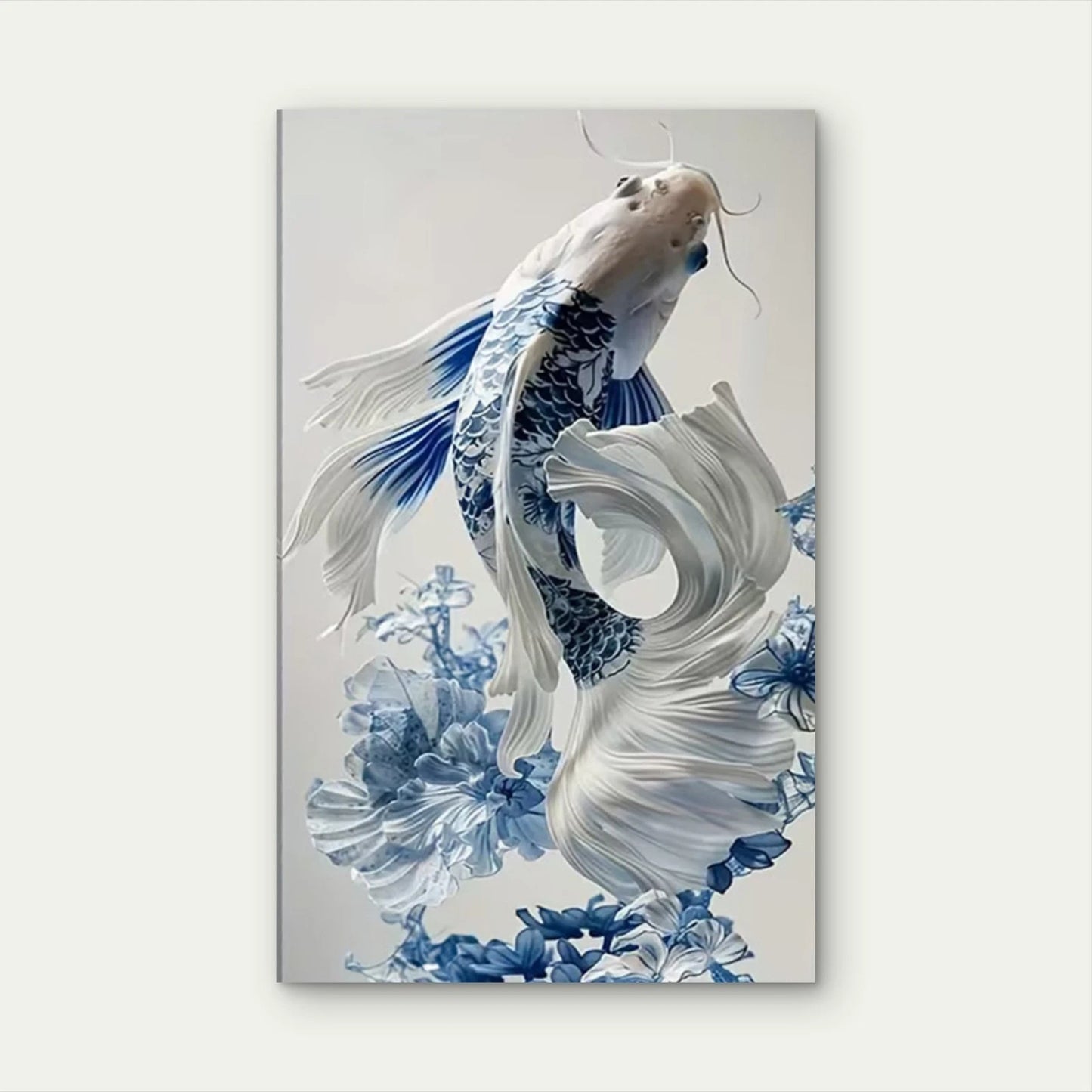 Stunning Blue And White Koi  60x90cm Metal Print Ready to Hang