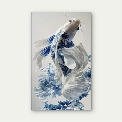 Stunning Blue And White Koi  60x90cm Metal Print Ready to Hang