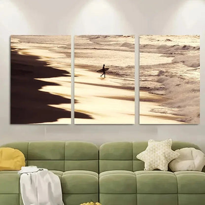 3pcs Ocean Waves and Seagulls Metal Print Ready to Hang Art