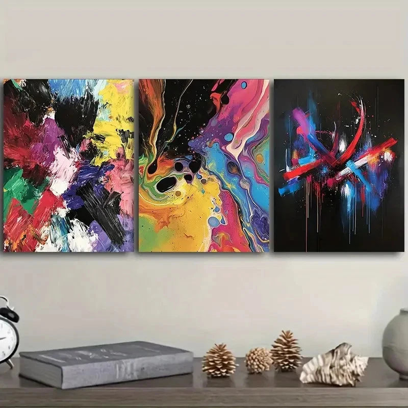 3pcs color splashes Wall Art Set Canvas Framed 60x90cm - High Quality Print 100% Australian Made Wall Canvas Ready to Hang - Bella Home Decor