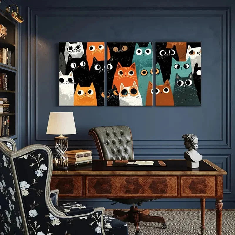 3pcs Colorful Artistic Design Playful Modern Metal Print Ready to Hang Art - Bella Home Decor