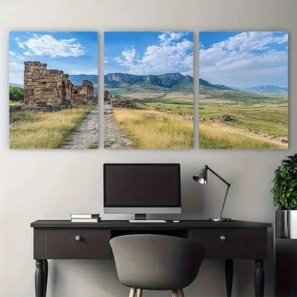 3pcs Kars Travel Poster Ani Ruins Illustration Wall Art Canvas Unframed - High Quality Print 100% Australian Made Wall Canvas