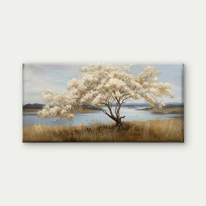Elegant White Blossoms Tree Wall Art Canvas Office Home Room Framed 120x60cm