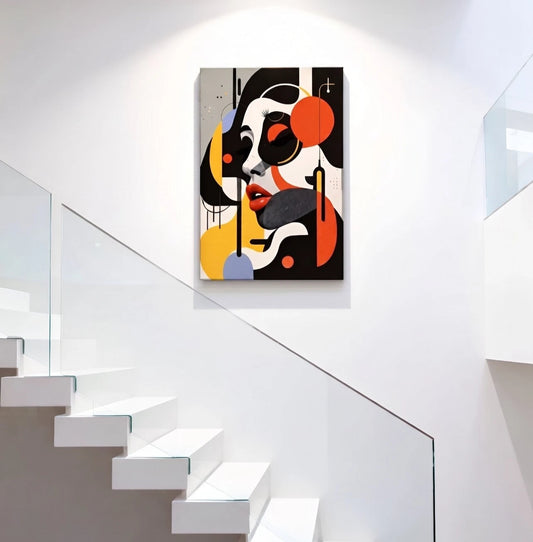 Boho Urban Abstract Geometric Female Portrait 40x60cm Metal Print Ready to Hang