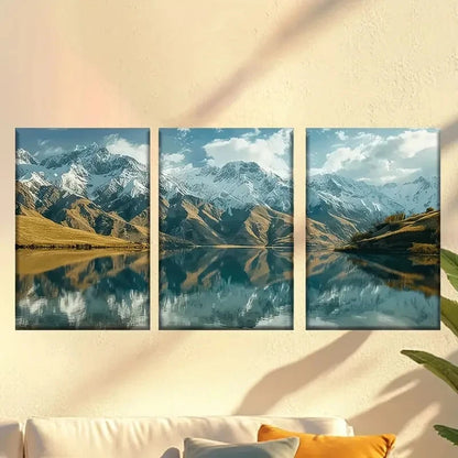 3pcs Charming Snow-Capped Mountains And Forests Wall Art Set Canvas Framed 60x90cm - High Quality Print 100% Australian Made Wall Canvas Ready to Hang - Bella Home Decor