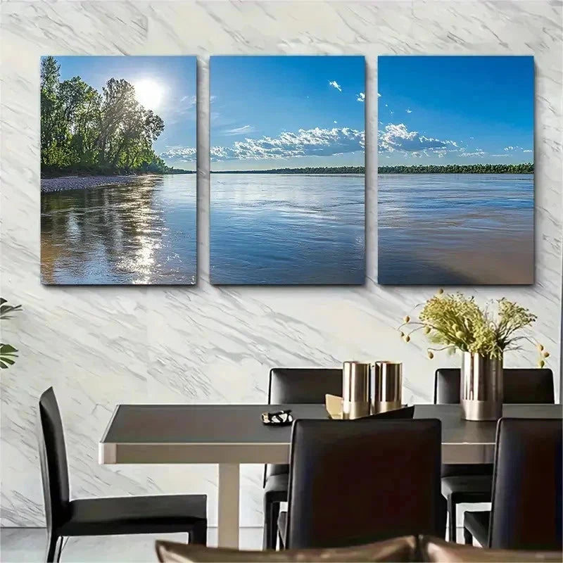 3pcs Southern Scenic Southern River Perfect Wall Art Set Canvas Framed 50x70cm - High Quality Print 100% Australian Made Wall Canvas Ready to Hang