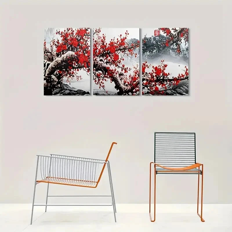 3pcs Cherry Blossom Abstract Landscape Wall Art Set Canvas Framed 40x60cm - High Quality Print 100% Australian Made Wall Canvas Ready to Hang - Bella Home Decor