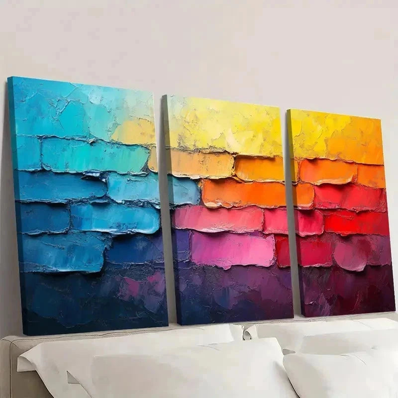 3pcs Vibrant Colorful Texture DE  Wall Art Set Canvas Framed 60x90cm - High Quality Print 100% Australian Made Wall Canvas Ready to Hang - Bella Home Decor