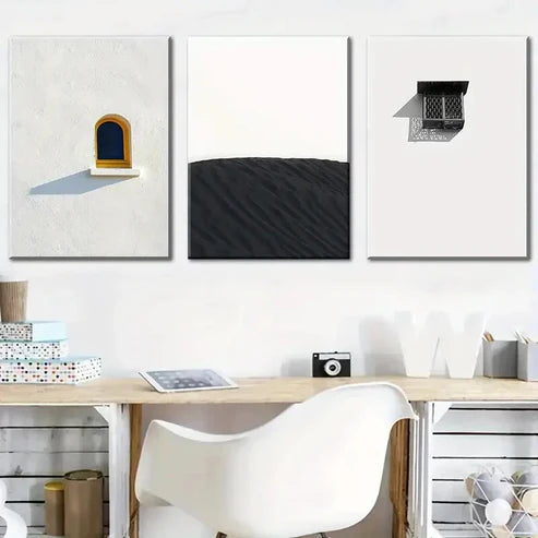 3pcs Simple Landscape Minimalist Windows Wall Art Canvas Unframed - High Quality Print 100% Australian Made Wall Canvas