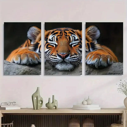 3pcs Beautiful Painting Animal Tiger Metal Print Ready to Hang Art - Bella Home Decor