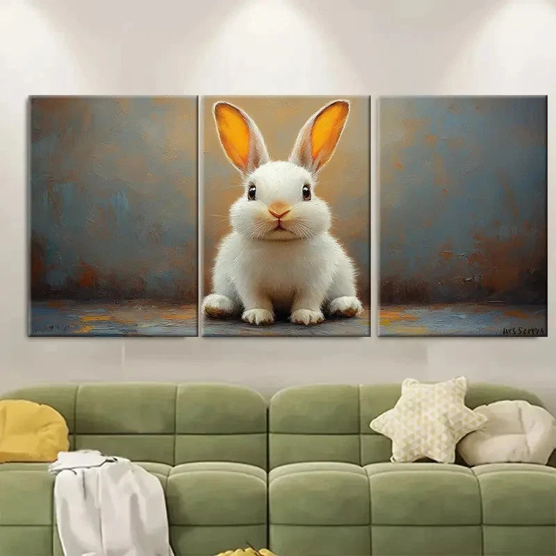 3pcs Funny Bunny R Wall Art Set Canvas Framed 40x60cm - High Quality Print 100% Australian Made Wall Canvas Ready to Hang - Bella Home Decor