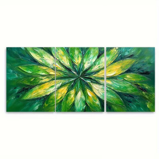 3pcs Sunburst Flower Textured Metal Print Ready to Hang Art