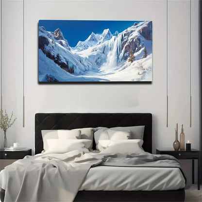 Ice Waterfall Spaces Wall Art Canvas Office Home Room Framed 120x60cm