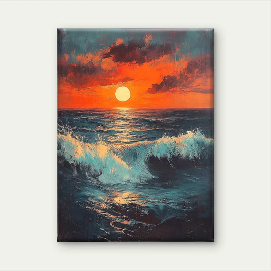Bold Teal and Orange Sunset  60x90cm Metal Print Ready to Hang