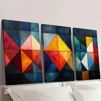 3pcs Geometric Pattern Abstract CF Wall Art Set Canvas Framed 60x90cm - High Quality Print 100% Australian Made Wall Canvas Ready to Hang - Bella Home Decor