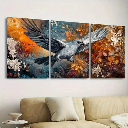 3pcs GreyBird Wall Art Set Canvas Framed 60x90cm - High Quality Print 100% Australian Made Wall Canvas Ready to Hang